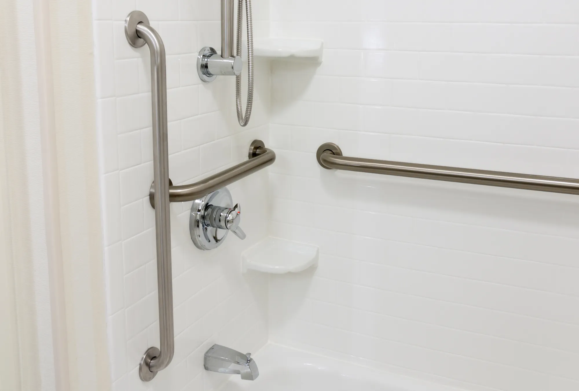 in-home safety solutions for seniors: safety rails in the shower